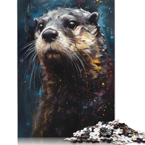 Otter-Ölgemälde-Porträt-Puzzle für Teenager, 1000 Teile, Puzzle, Denksportaufgaben für Erwachsene, 1000 Teile (75 x 50 cm) von BVGVFHT