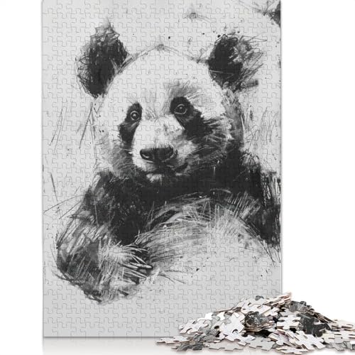 Panda in Anthrazit, Puzzle für Erwachsene und Jugendliche, 1000 Teile, Papierpuzzles für Teenager, Geschenke, Denksportspiel, 1000 Teile (38 x 26 cm) von BVGVFHT