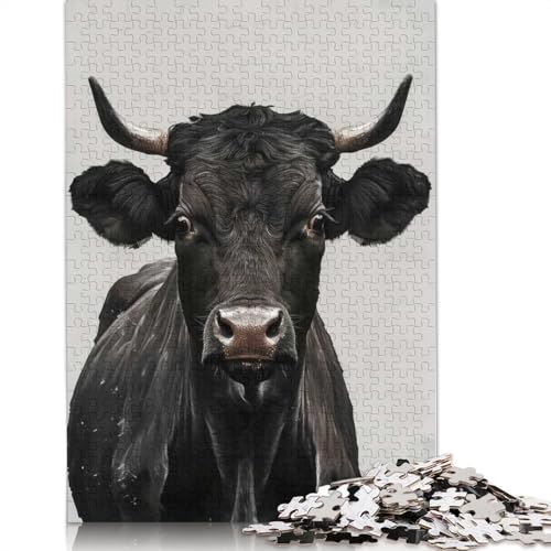 Porträt eines schwarzen Stiers, Puzzle für Erwachsene und Jugendliche, 1000 Teile, Puzzle für Erwachsene, nachhaltige Puzzlespiele, 1000 Teile (38 x 26 cm) von BVGVFHT