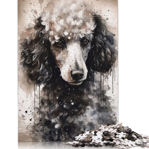 Pudelhund, Schwarze Tinte, Puzzles für Erwachsene, 1000 Teile, Puzzle für Teenager, Lernspiel, Herausforderung, Spielzeug, 1000 Teile (38 x 26 cm) von BVGVFHT