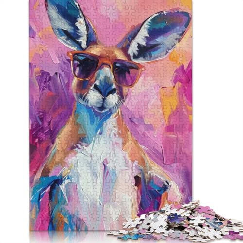 Puzzle für Erwachsene, 1000 Teile, Cooles Känguru-Gemälde mit Sonnenbrille, Papierpuzzle für Erwachsene, Lernspiel, Herausforderungsspielzeug, 1000 Teile (75 x 50 cm) von BVGVFHT