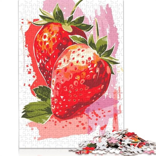 Puzzle für Erwachsene, 1000 Teile, Erdbeer-Illustration, Puzzle, Puzzles für Erwachsene, Lernspiel, Herausforderungsspielzeug, 1000 Teile (75 x 50 cm) von BVGVFHT