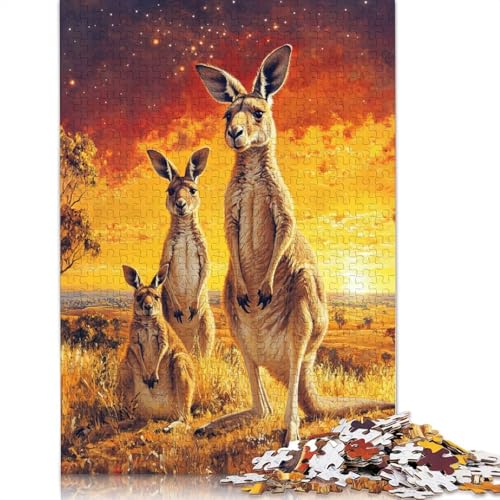 Puzzle für Erwachsene, 1000 Teile, Känguru-Familie, Sonnenuntergang, Papierpuzzle für Erwachsene, Lernspiel, Herausforderungsspielzeug, 1000 Teile (75 x 50 cm) von BVGVFHT