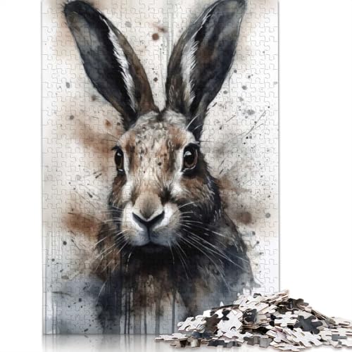 Puzzle für Erwachsene, 1000 Teile, Kaninchen, Schönheit, eingefärbtes Häschen, Puzzle, Puzzles für Erwachsene, Lernspiel, Herausforderungsspielzeug, 1000 Teile (38 x 26 cm) von BVGVFHT