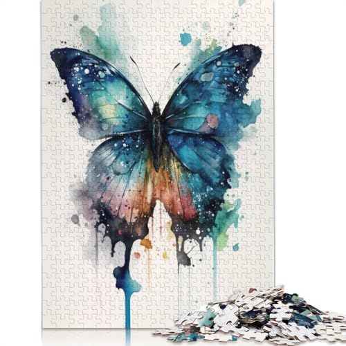 Puzzle für Erwachsene, 1000 Teile, Schmetterlings-Aquarell-Puzzle, Puzzles für Erwachsene, Lernspiel, Herausforderungsspielzeug, 1000 Teile (38 x 26 cm) von BVGVFHT
