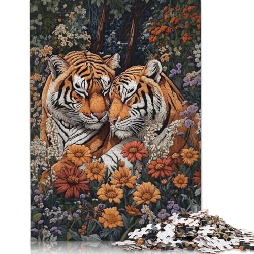 Puzzle für Erwachsene, 1000 Teile, Tiger Love in Bloom, Puzzle, Puzzles für Erwachsene, Lernspiel, Herausforderungsspielzeug, 1000 Teile (75 x 50 cm) von BVGVFHT