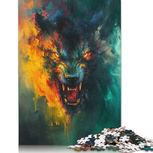 Puzzle für Erwachsene, 1000 Teile, abstraktes Wolfsporträt, Papierpuzzle für Erwachsene und Jugendliche, Heimdekoration, Puzzlespielzeug, 1000 Teile (75 x 50 cm) von BVGVFHT