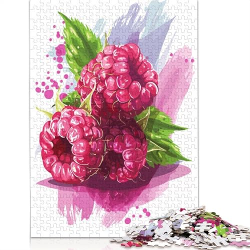 Puzzle für Erwachsene, Aquarell-Himbeeren, Puzzles für Erwachsene, Lernspiel, Herausforderungsspielzeug, 1000 Teile (75 x 50 cm) von BVGVFHT