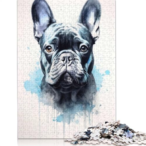 Puzzle für Erwachsene, Französische Bulldogge, Schönheit, Puzzles für Erwachsene, Lernspiel, Herausforderungsspielzeug, 1000 Teile (38 x 26 cm) von BVGVFHT