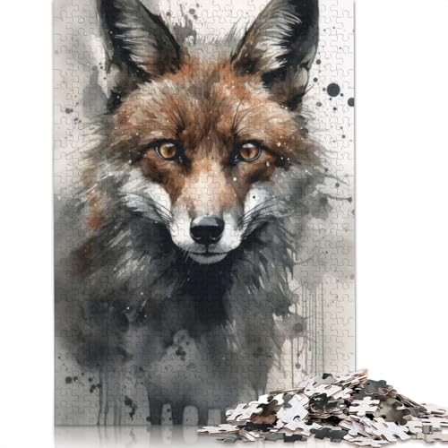 Puzzle für Erwachsene, Fuchs, Wild Charm, Aquarell, Puzzles für Erwachsene, Lernspiel, Herausforderungsspielzeug, 1000 Teile (38 x 26 cm) von BVGVFHT