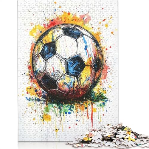 Puzzle für Erwachsene, Fußball, Splash Art, Puzzles für Erwachsene, Lernspiel, Herausforderungsspielzeug, 1000 Teile (75 x 50 cm) von BVGVFHT