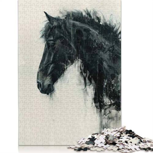 Puzzle für Erwachsene, Pferdemalerei, Profil, Kunstdruckpapier, Puzzles für Teenager, Geschenke, Heimdekoration, Puzzlespielzeug, 1000 Teile (38 x 26 cm) von BVGVFHT