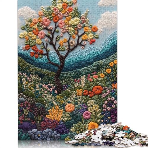 Puzzle für Erwachsene, bestickte Frühlingslandschaft, Puzzles für Erwachsene, Lernspiel, Herausforderungsspielzeug, 1000 Teile (38 x 26 cm) von BVGVFHT