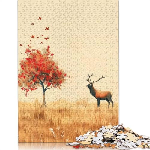Puzzle für Erwachsene und Jugendliche, Herbst-Hirsch- und Baum-Puzzles für Erwachsene und Teenager, Familienspiel, 1000 Teile (38 x 26 cm) von BVGVFHT