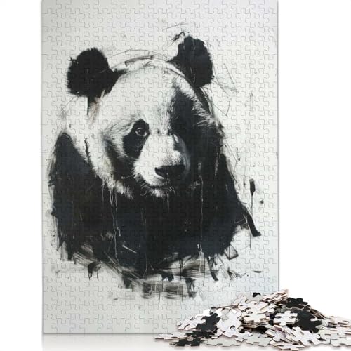 Puzzle für Erwachsene und Jugendliche, Panda im Anthrazit-Porträt, Puzzles für Erwachsene und Teenager, Familienspiel, 1000 Teile (38 x 26 cm) von BVGVFHT