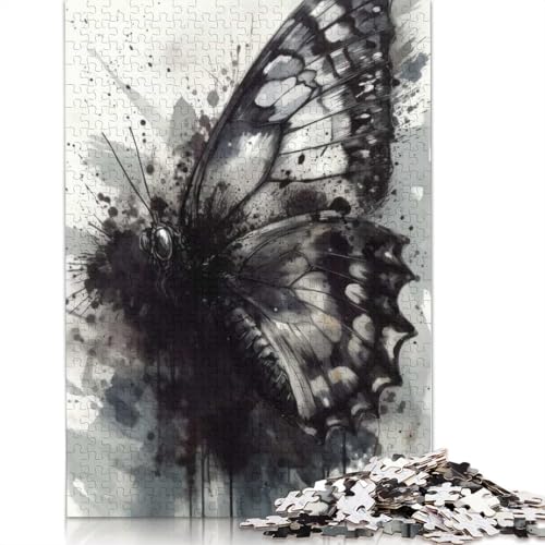 Puzzle für Erwachsene und Jugendliche, Schmetterling, Schwarze Tinte, Kunstpuzzle für Erwachsene und Teenager, Familienspiel, 1000 Teile (75 x 50 cm) von BVGVFHT