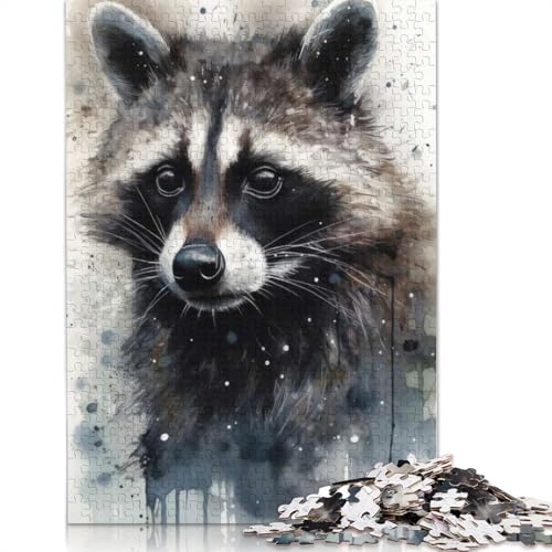 Raccoon Beauty Wild Charm Puzzles für Erwachsene, 1000-teiliges Puzzle für Teenager ab 12 Jahren, 1000 Teile (38 x 26 cm) von BVGVFHT
