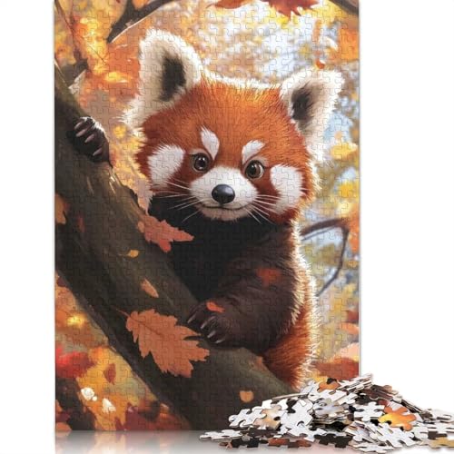 Roter Panda im Herbst, 1000-teiliges Puzzle für Teenager, Geschenke, Papierpuzzle, Puzzle für Erwachsene, Lernspiele für zu Hause, DIY-Spielzeug, 1000 Teile (38 x 26 cm) von BVGVFHT