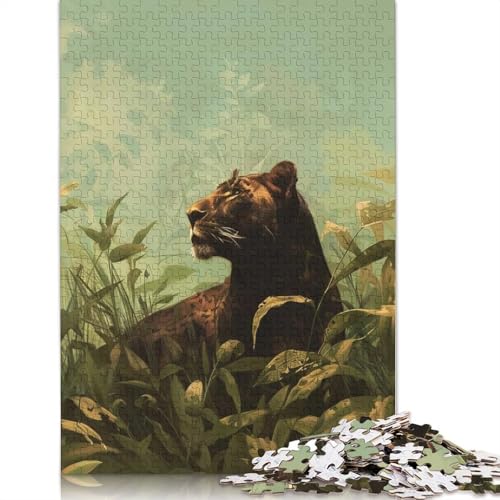 Schwarzer Panther im Dschungel-Puzzle für Teenager, 1000 Teile, Puzzle, Denksportaufgaben für Erwachsene, 1000 Teile (75 x 50 cm) von BVGVFHT