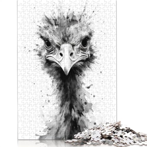 Straußenschönheit, Aquarell, 1000-teiliges Puzzle für Erwachsene und Teenager, Teenager, Mann, Frau, Geschenk, 1000 Teile (75 x 50 cm) von BVGVFHT