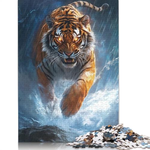 Tiger im Sturm-Puzzle für Teenager, 1000 Teile, Puzzle, Denksportaufgaben für Erwachsene, 1000 Teile (75 x 50 cm) von BVGVFHT