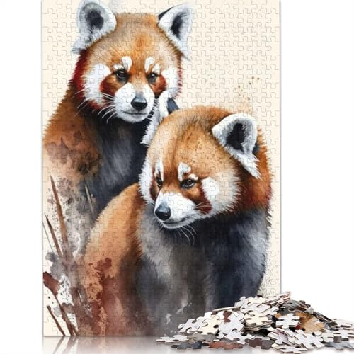 Zwei rote Pandas, Aquarell-Puzzle für Teenager, 1000 Teile, Puzzle, Denksportaufgaben für Erwachsene, 1000 Teile (75 x 50 cm) von BVGVFHT