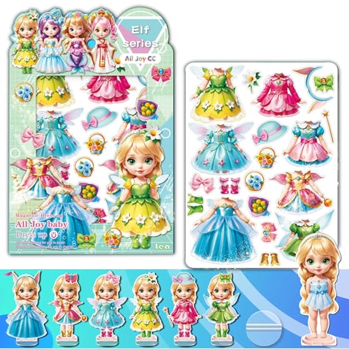 Magnetische Anziehpuppen, Magnetische Anziehpuppen Set mit magnetischen Anziehpuppen und Mädchen Kostüme, Kleinkind Mädchen Spielzeug für Mädchen Alter 3+ Pflege Kreativität (Elf-Serie) von BVI BOOMERVIVI