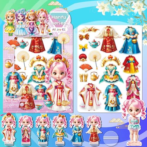 Magnetische Anziehpuppen, Magnetische Anziehpuppen Set mit magnetischen Anziehpuppen und Mädchen Kostüme, Kleinkind Mädchen Spielzeug für Mädchen Alter 3+ Pflege Kreativität (Hanfu-Serie) von BVI BOOMERVIVI