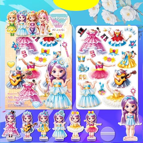 Magnetische Anziehpuppen, Magnetische Anziehpuppen Set mit magnetischen Anziehpuppen und Mädchen Kostüme, Kleinkind Mädchen Spielzeug für Mädchen Alter 3+ Pflege Kreativität (Leistungsreihe) von BVI BOOMERVIVI