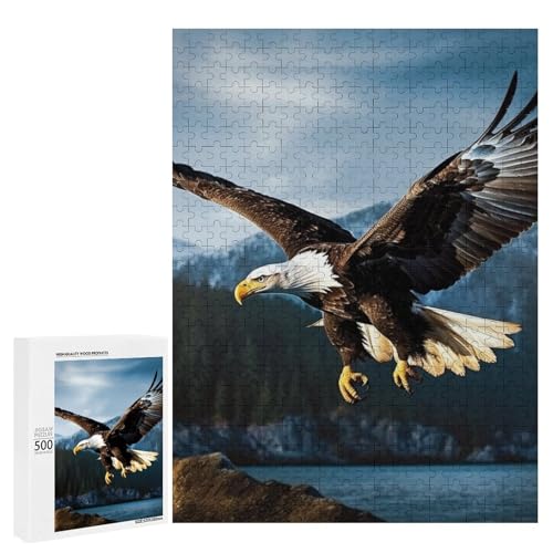 Holzpuzzle für Erwachsene, Adler bei der Jagd, gedrucktes Puzzle für Erwachsene, kommt mit Einer schönen Box von BVKWNTSA