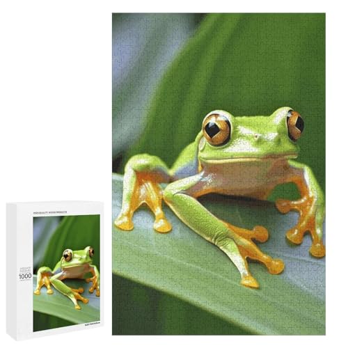 Holzpuzzle für Erwachsene, Baumfrosch Baby gedrucktes Puzzle für Erwachsene, kommt mit einer schönen Box von BVKWNTSA