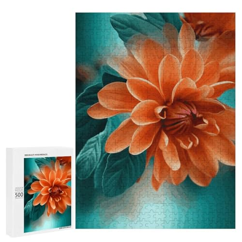 Holzpuzzle für Erwachsene, Blaugrün und Orange Blume gedruckt Puzzle für Erwachsene, kommt mit Einer schönen Box Holzpuzzle für Erwachsene, Blaugrün und Orange Blume gedruckt Puzzle für Erwachsene, kommt mit Einer schönen Box von BVKWNTSA
