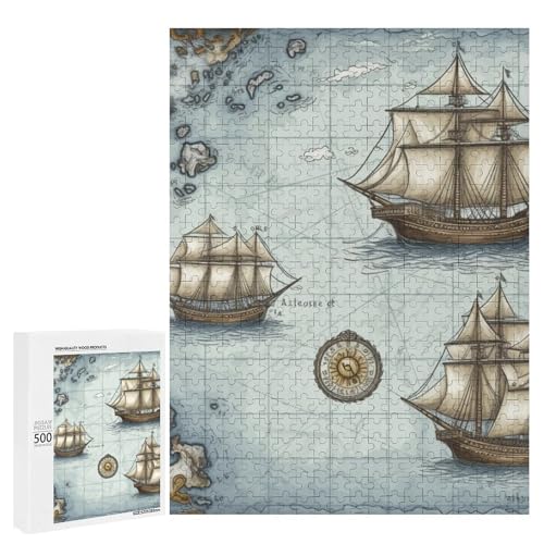 Holzpuzzle für Erwachsene, Bootskarte gedrucktes Puzzle für Erwachsene, kommt mit Einer schönen Box von BVKWNTSA