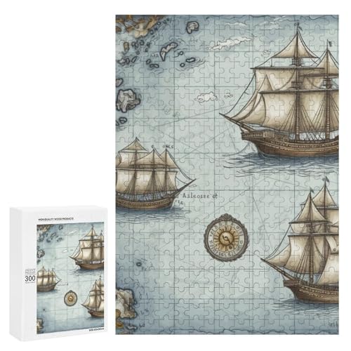 Holzpuzzle für Erwachsene, Bootskarte gedrucktes Puzzle für Erwachsene, kommt mit Einer schönen Box von BVKWNTSA