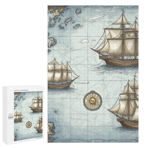 Holzpuzzle für Erwachsene, Bootskarte gedrucktes Puzzle für Erwachsene, kommt mit Einer schönen Box von BVKWNTSA