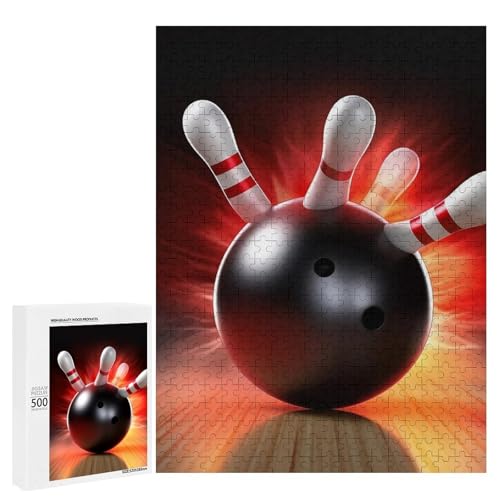 Holzpuzzle für Erwachsene, Bowlingball gedrucktes Puzzle für Erwachsene, kommt mit Einer schönen Box von BVKWNTSA