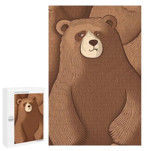 Holzpuzzle für Erwachsene, Braunbär gedrucktes Puzzle für Erwachsene, kommt mit Einer schönen Box von BVKWNTSA