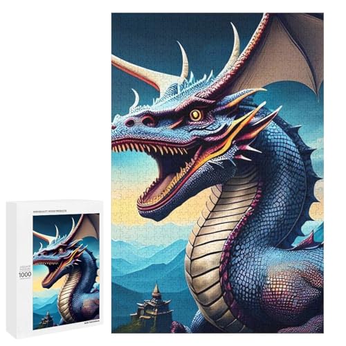 Holzpuzzle für Erwachsene, Brüllender Drache gedrucktes Puzzle für Erwachsene, kommt mit einer schönen Box von BVKWNTSA