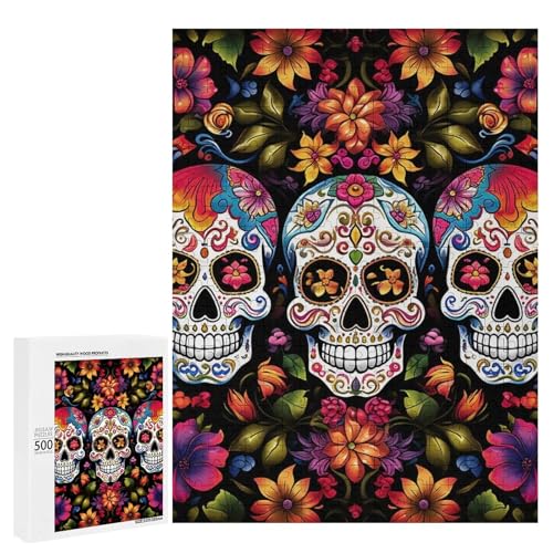 Holzpuzzle für Erwachsene, Bunte Blumenschädel, gedrucktes Puzzle für Erwachsene, kommt mit Einer schönen Box Holzpuzzle für Erwachsene, Bunte Blumenschädel, gedrucktes Puzzle für Erwachsene, kommt mit Einer schönen Box von BVKWNTSA