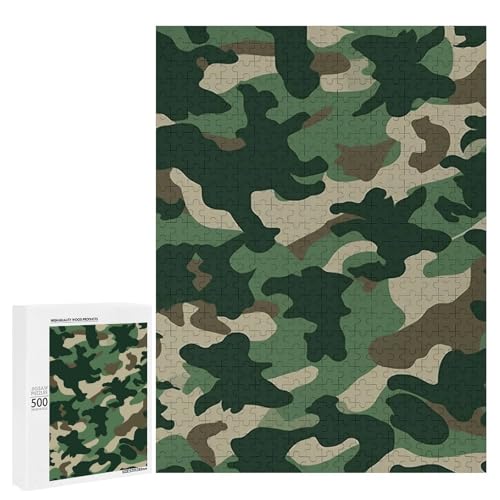 Holzpuzzle für Erwachsene, Camouflage Grün Gedrucktes Puzzle für Erwachsene, Kommt mit Einer schönen Box von BVKWNTSA