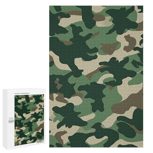 Holzpuzzle für Erwachsene, Camouflage Grün Gedrucktes Puzzle für Erwachsene, Kommt mit einer schönen Box von BVKWNTSA