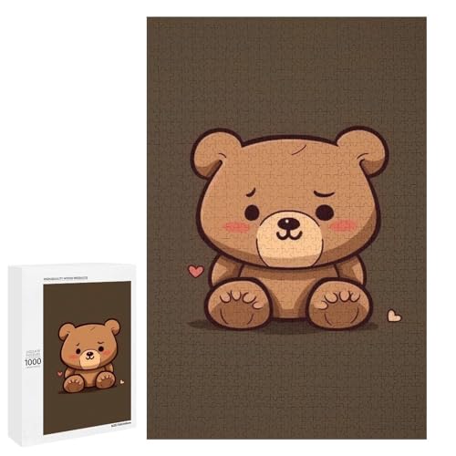 Holzpuzzle für Erwachsene, Cartoon Brown Cute Bear Printed Puzzle für Erwachsene, Kommt mit einer schönen Box von BVKWNTSA