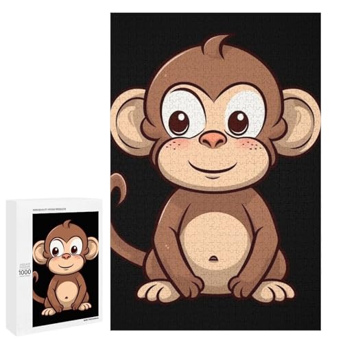 Holzpuzzle für Erwachsene, Cartoon Brown Monkey Printed Puzzle für Erwachsene, Kommt mit einer schönen Box von BVKWNTSA