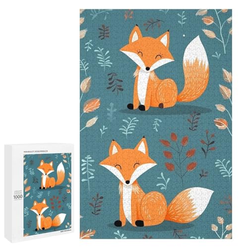 Holzpuzzle für Erwachsene, Cartoon Fuchs Muster gedrucktes Puzzle für Erwachsene, kommt mit einer schönen Box von BVKWNTSA