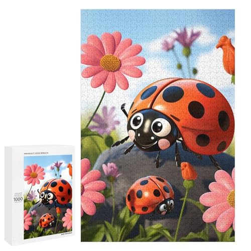 Holzpuzzle für Erwachsene, Cartoon Marienkäfer Blume gedrucktes Puzzle für Erwachsene, kommt mit einer schönen Box Holzpuzzle für Erwachsene, Cartoon Marienkäfer Blume gedrucktes Puzzle für Erwachsene, kommt mit einer schönen Box von BVKWNTSA