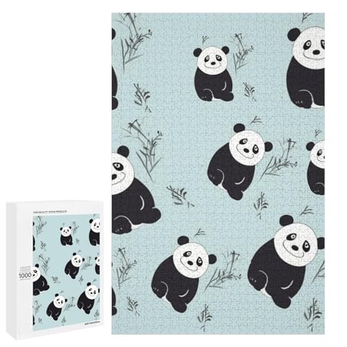 Holzpuzzle für Erwachsene, Cartoon Panda Bär Gedrucktes Puzzle für Erwachsene, Kommt mit einer schönen Box von BVKWNTSA