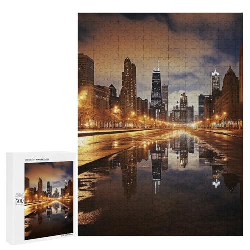 Holzpuzzle für Erwachsene, Chicago Gedrucktes Puzzle für Erwachsene, Kommt mit Einer schönen Box von BVKWNTSA
