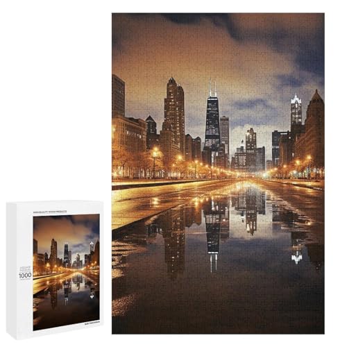 Holzpuzzle für Erwachsene, Chicago Gedrucktes Puzzle für Erwachsene, Kommt mit einer schönen Box von BVKWNTSA