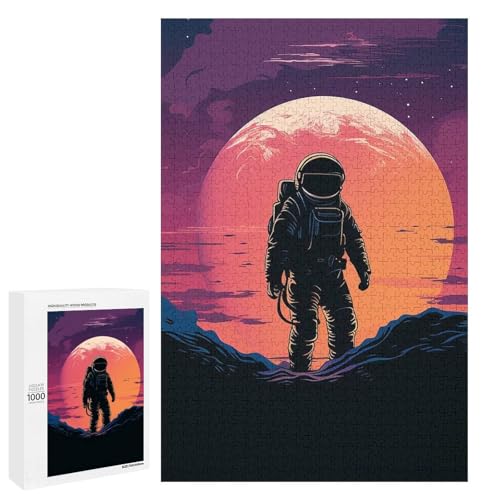 Holzpuzzle für Erwachsene, Cooles Astronaut gedrucktes Puzzle für Erwachsene, kommt mit einer schönen Box von BVKWNTSA