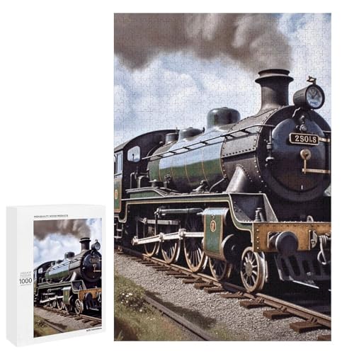 Holzpuzzle für Erwachsene, Dampflokomotive Zug2 gedrucktes Puzzle für Erwachsene, kommt mit einer schönen Box von BVKWNTSA